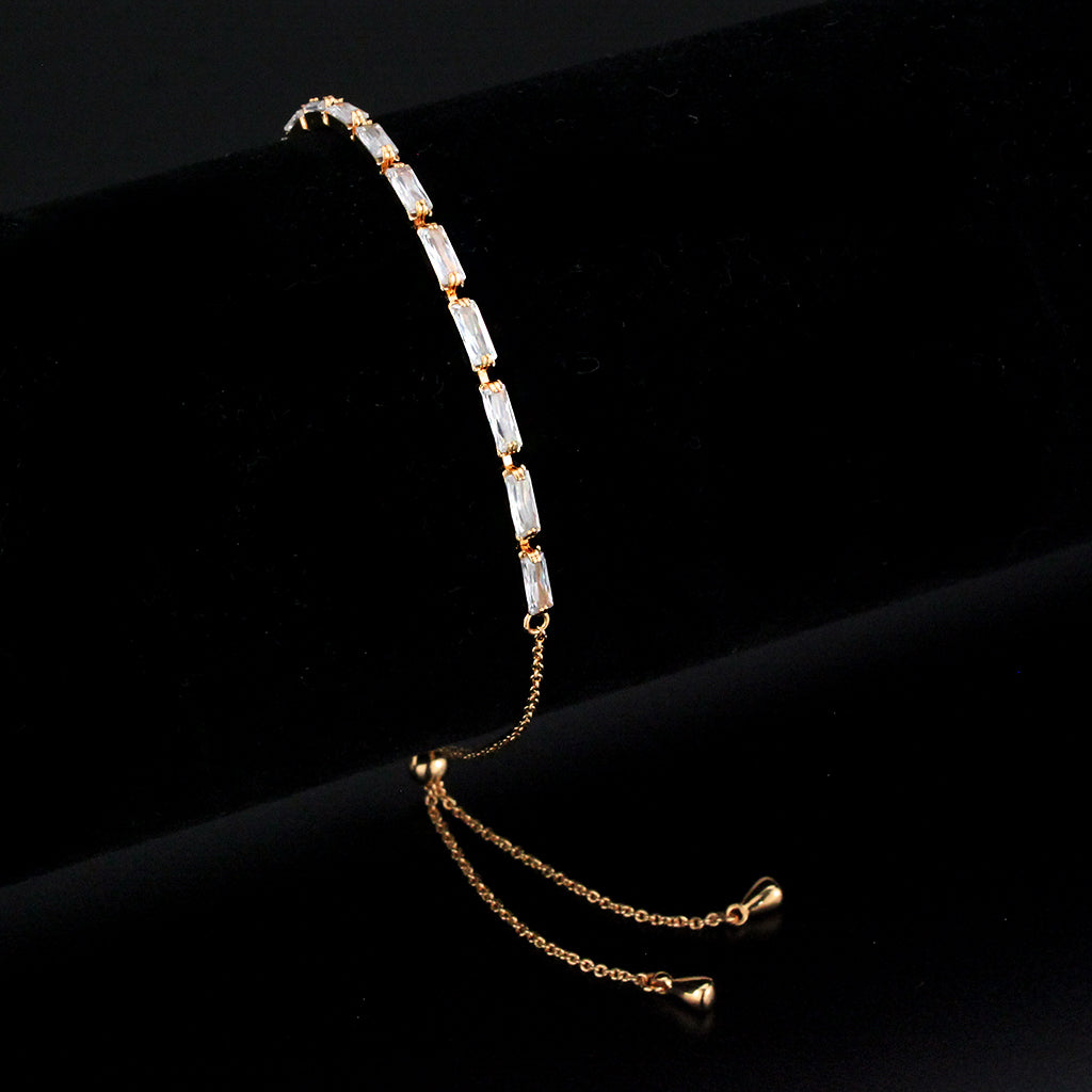 Rose Gold Brass Bracelet with AAA Grade CZ in Clear