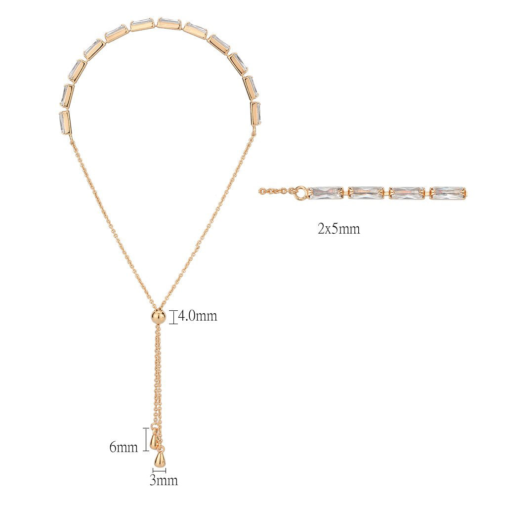 Rose Gold Brass Bracelet with AAA Grade CZ in Clear