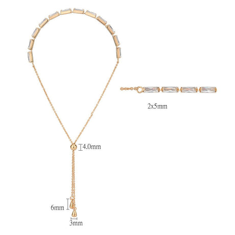 Rose Gold Brass Bracelet with AAA Grade CZ in Clear