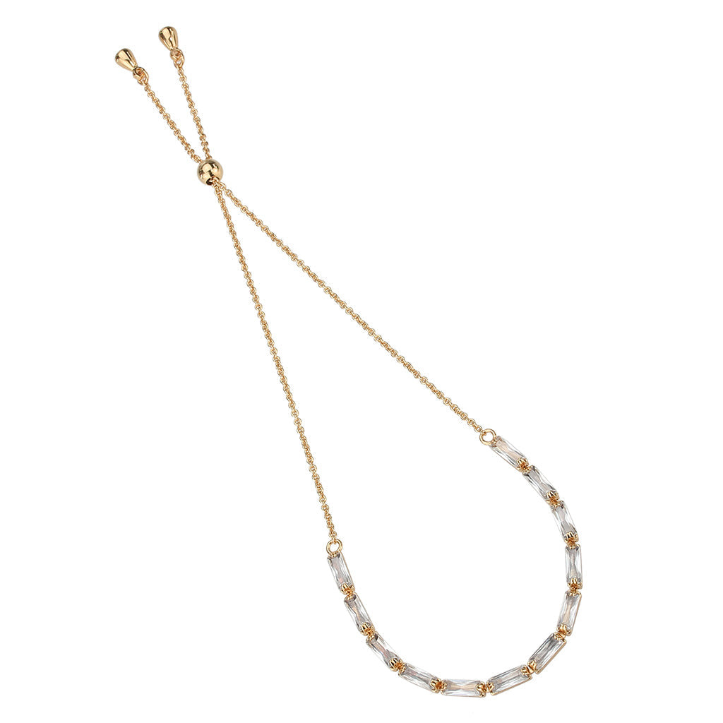 Rose Gold Brass Bracelet with AAA Grade CZ in Clear