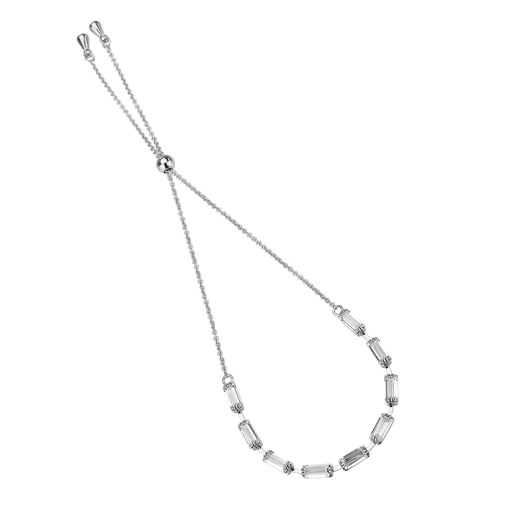 Rhodium Brass Bracelet with AAA Grade CZ in Clear