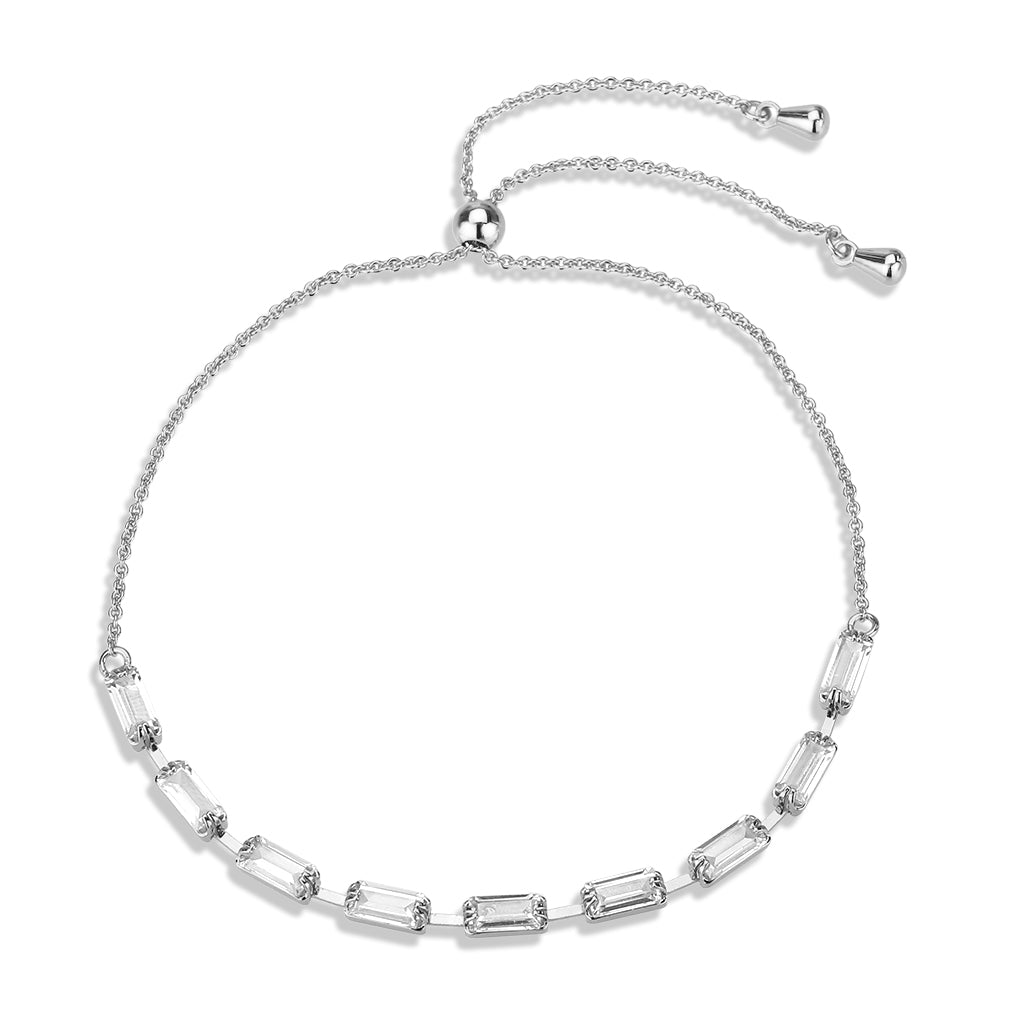 Rhodium Brass Bracelet with AAA Grade CZ in Clear