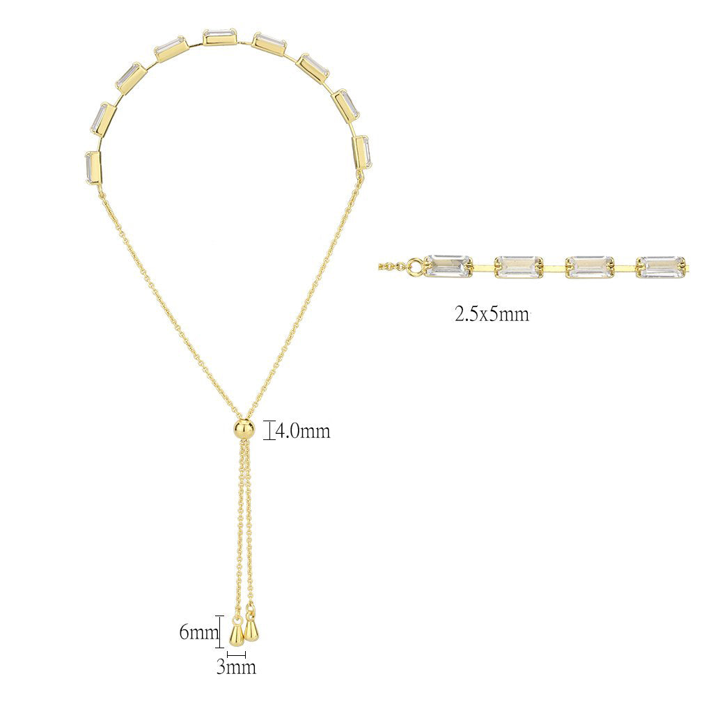 Gold Brass Bracelet with AAA Grade CZ in Clear