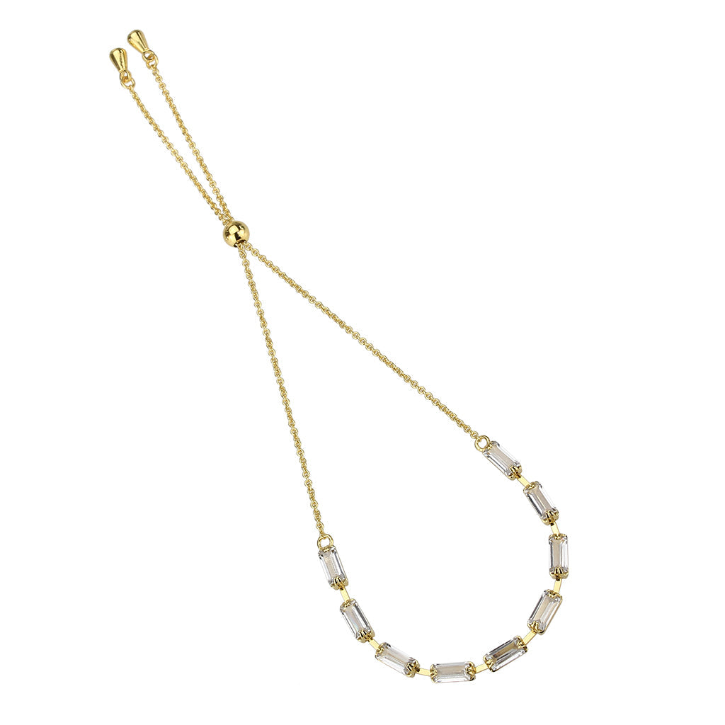 Gold Brass Bracelet with AAA Grade CZ in Clear
