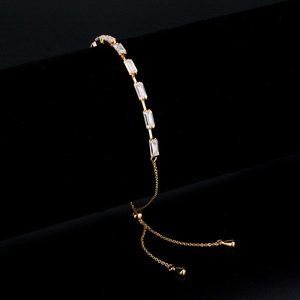 Rose Gold Brass Bracelet with AAA Grade CZ in Clear
