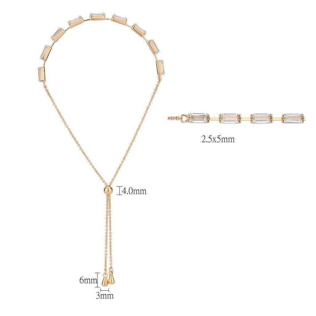 Rose Gold Brass Bracelet with AAA Grade CZ in Clear