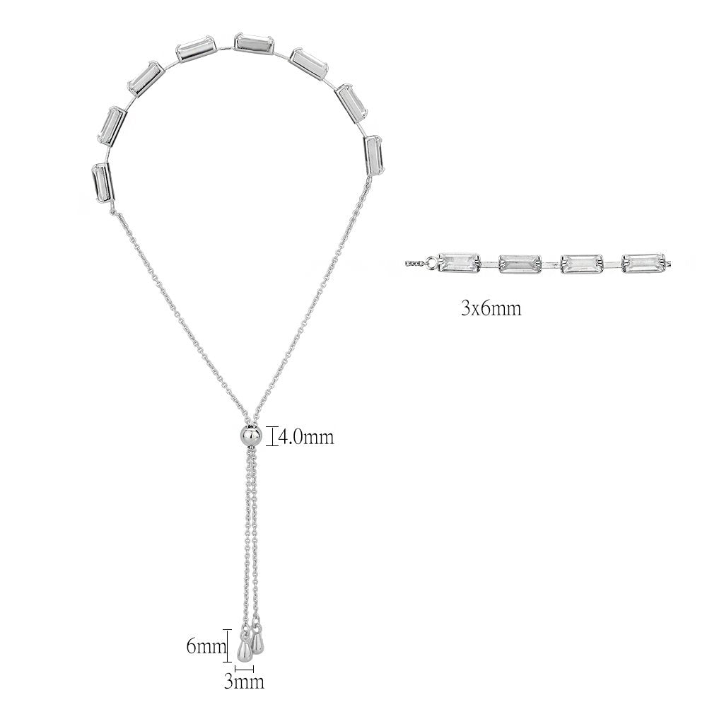 Rhodium Brass Bracelet with AAA Grade CZ in Clear