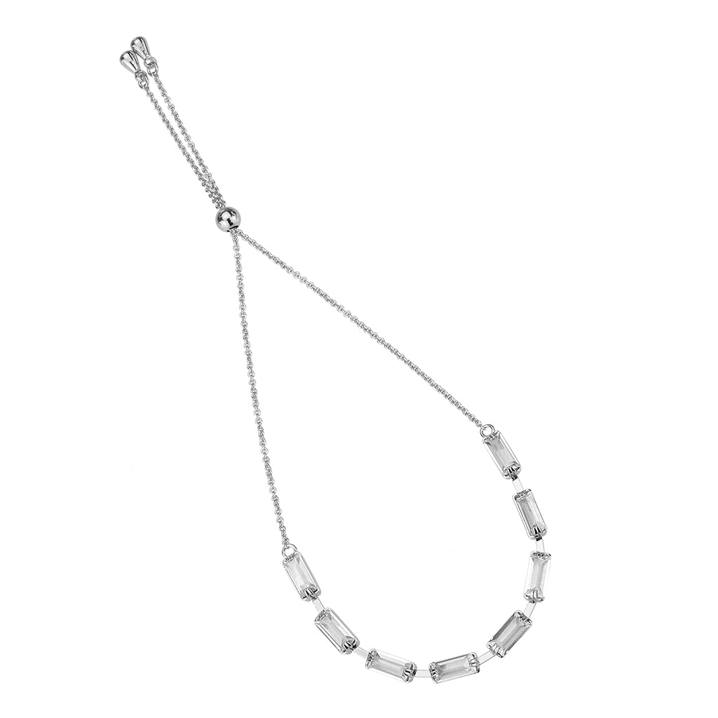 Rhodium Brass Bracelet with AAA Grade CZ in Clear