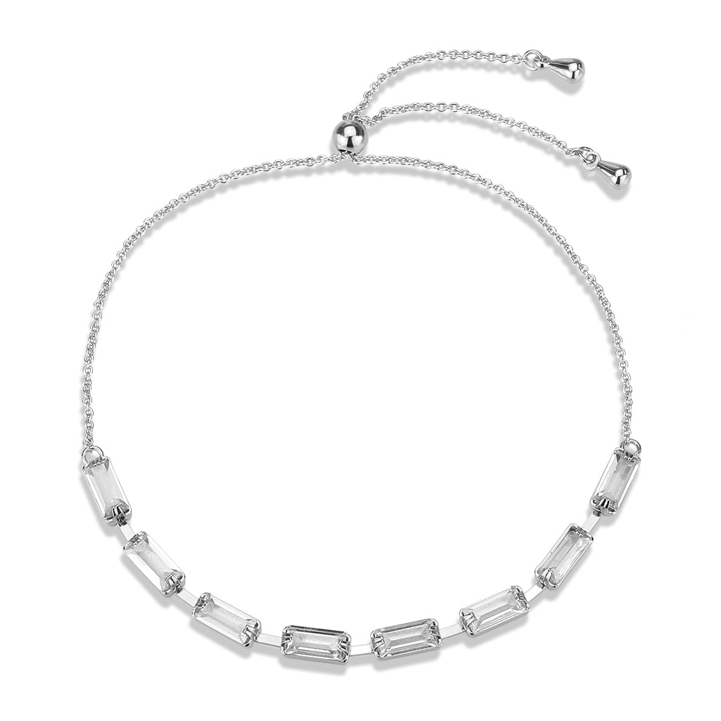 Rhodium Brass Bracelet with AAA Grade CZ in Clear