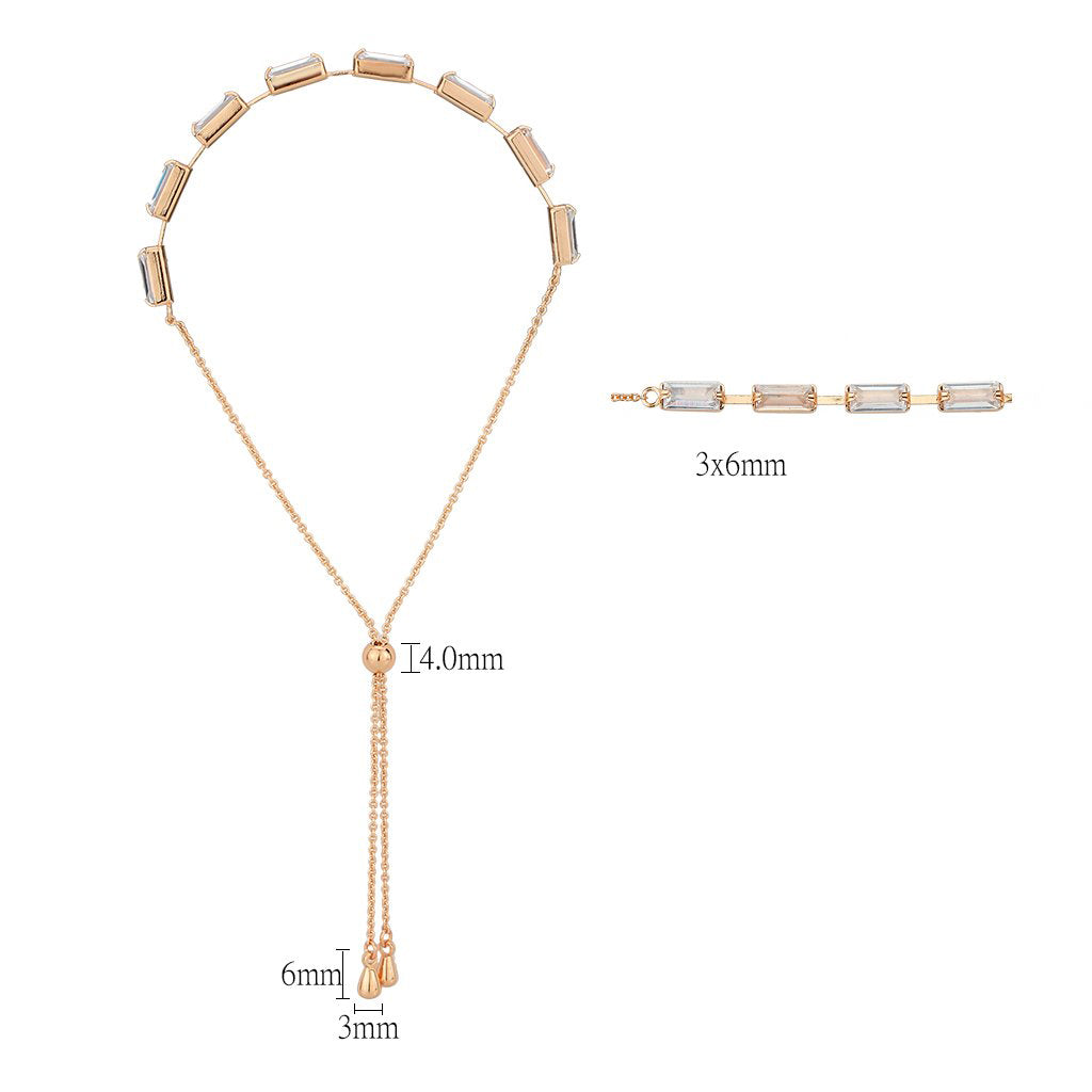 Rose Gold Brass Bracelet with AAA Grade CZ in Clear