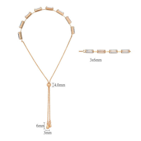 Rose Gold Brass Bracelet with AAA Grade CZ in Clear