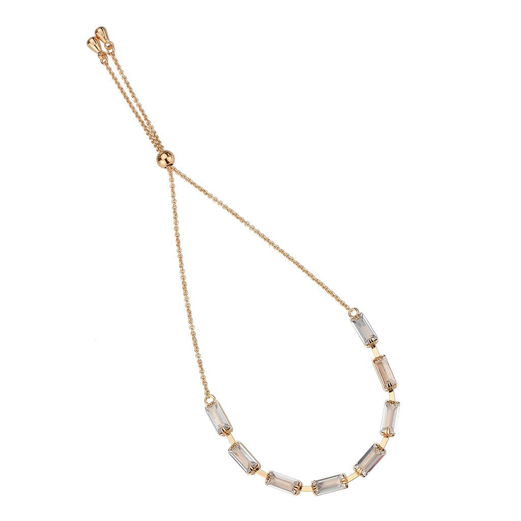 Rose Gold Brass Bracelet with AAA Grade CZ in Clear