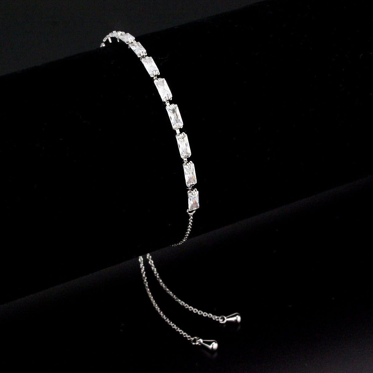 Rhodium Brass Bracelet with AAA Grade CZ in Clear