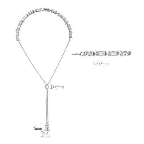 Rhodium Brass Bracelet with AAA Grade CZ in Clear