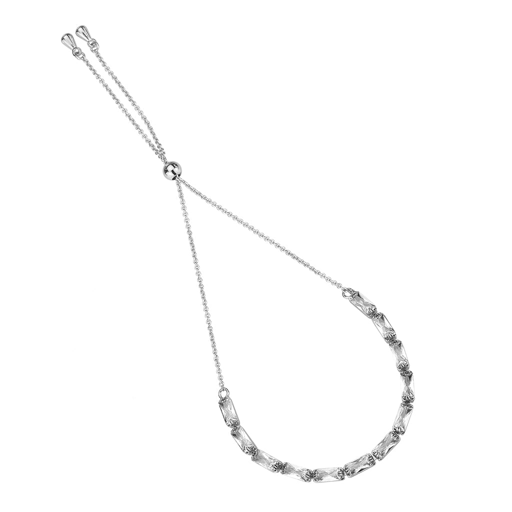 Rhodium Brass Bracelet with AAA Grade CZ in Clear