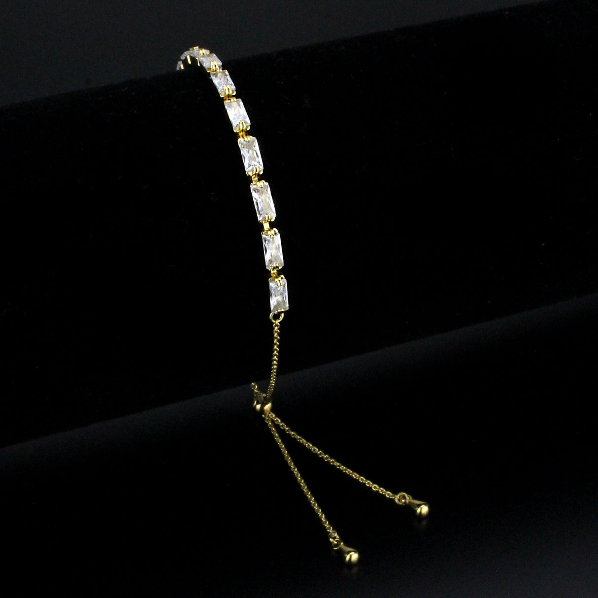 Gold Brass Bracelet with AAA Grade CZ in Clear