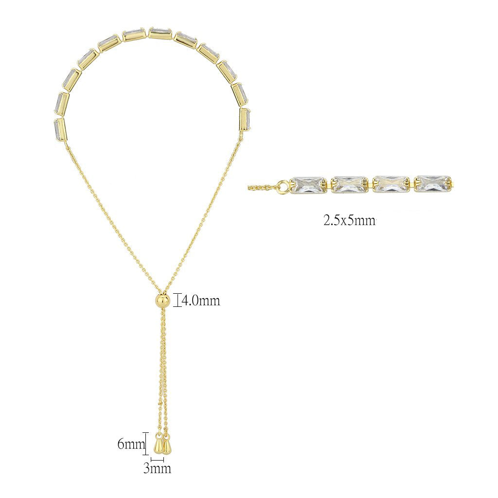 Gold Brass Bracelet with AAA Grade CZ in Clear