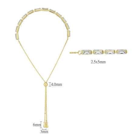 Gold Brass Bracelet with AAA Grade CZ in Clear