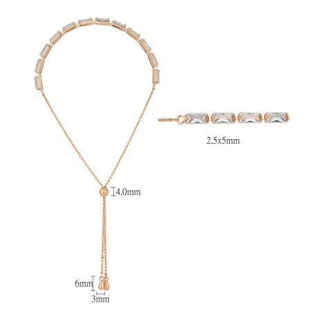 Rose Gold Brass Bracelet with AAA Grade CZ in Clear