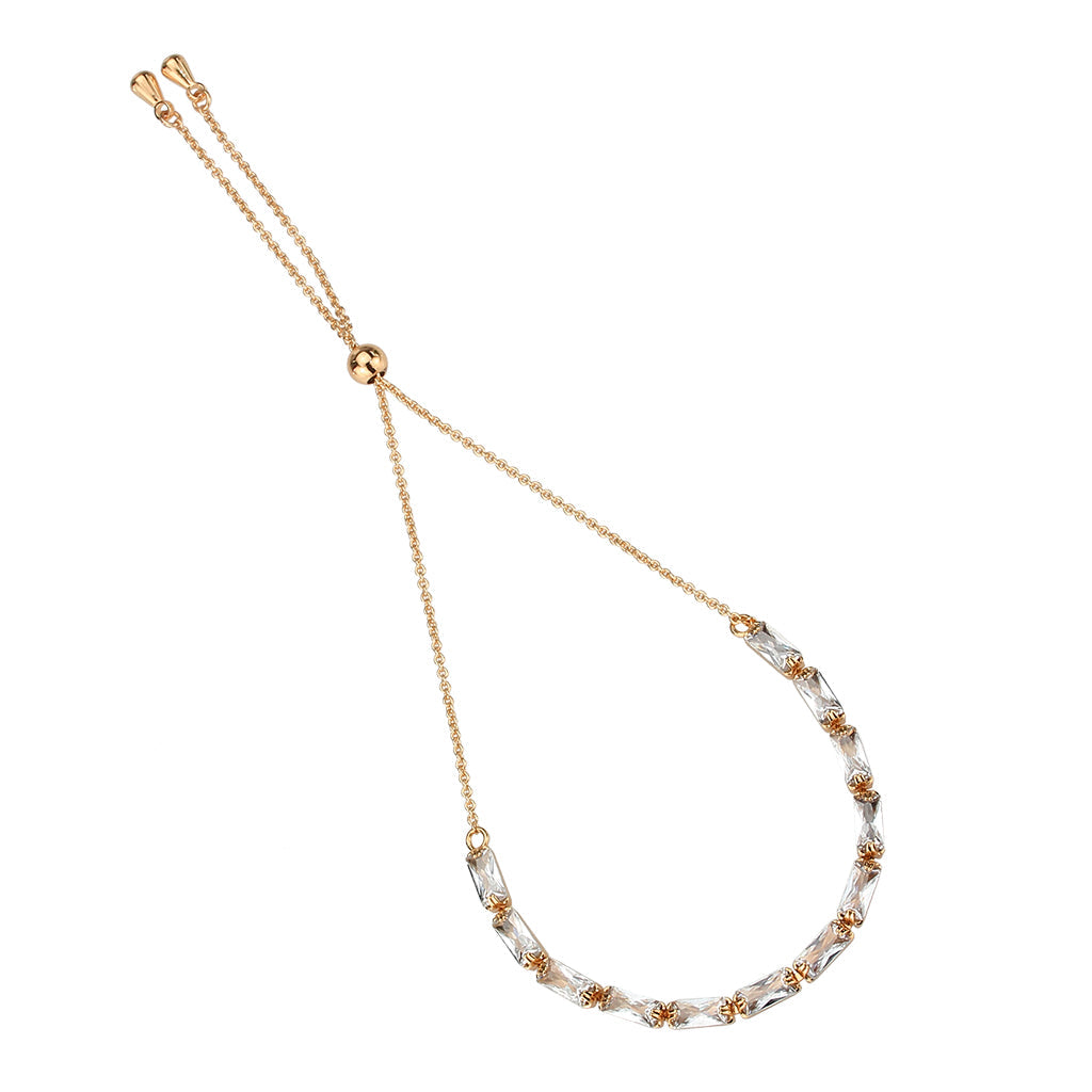 Rose Gold Brass Bracelet with AAA Grade CZ in Clear