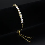 Gold Brass Bracelet with AAA Grade CZ in Clear