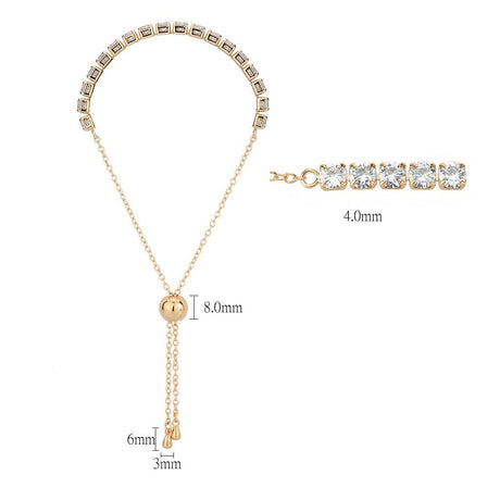 Rose Gold Brass Bracelet with AAA Grade CZ in Clear