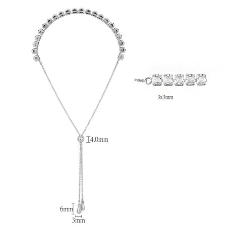 Rhodium Brass Bracelet with AAA Grade CZ in Clear