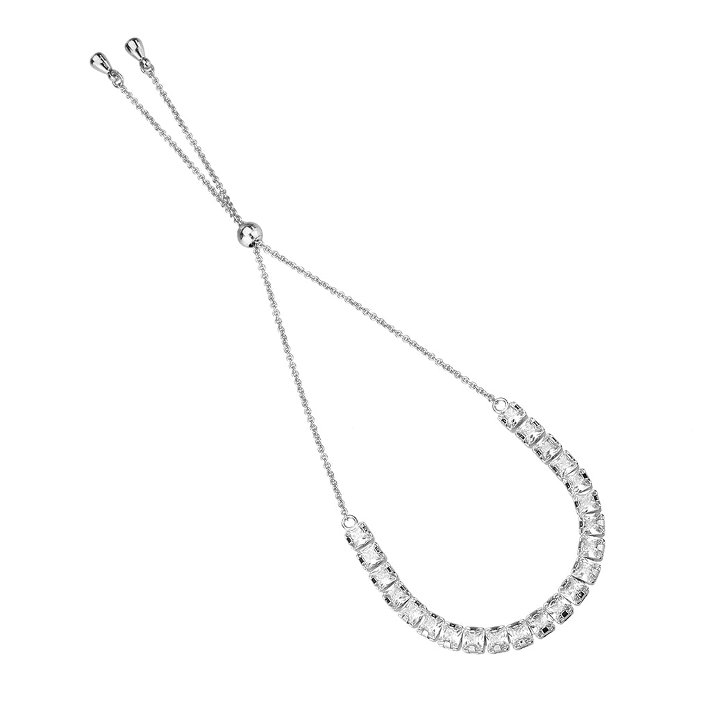 Rhodium Brass Bracelet with AAA Grade CZ in Clear