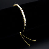 Gold Brass Bracelet with AAA Grade CZ in Clear