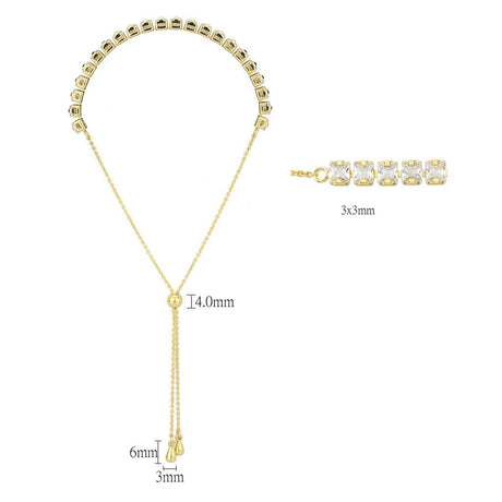 Gold Brass Bracelet with AAA Grade CZ in Clear