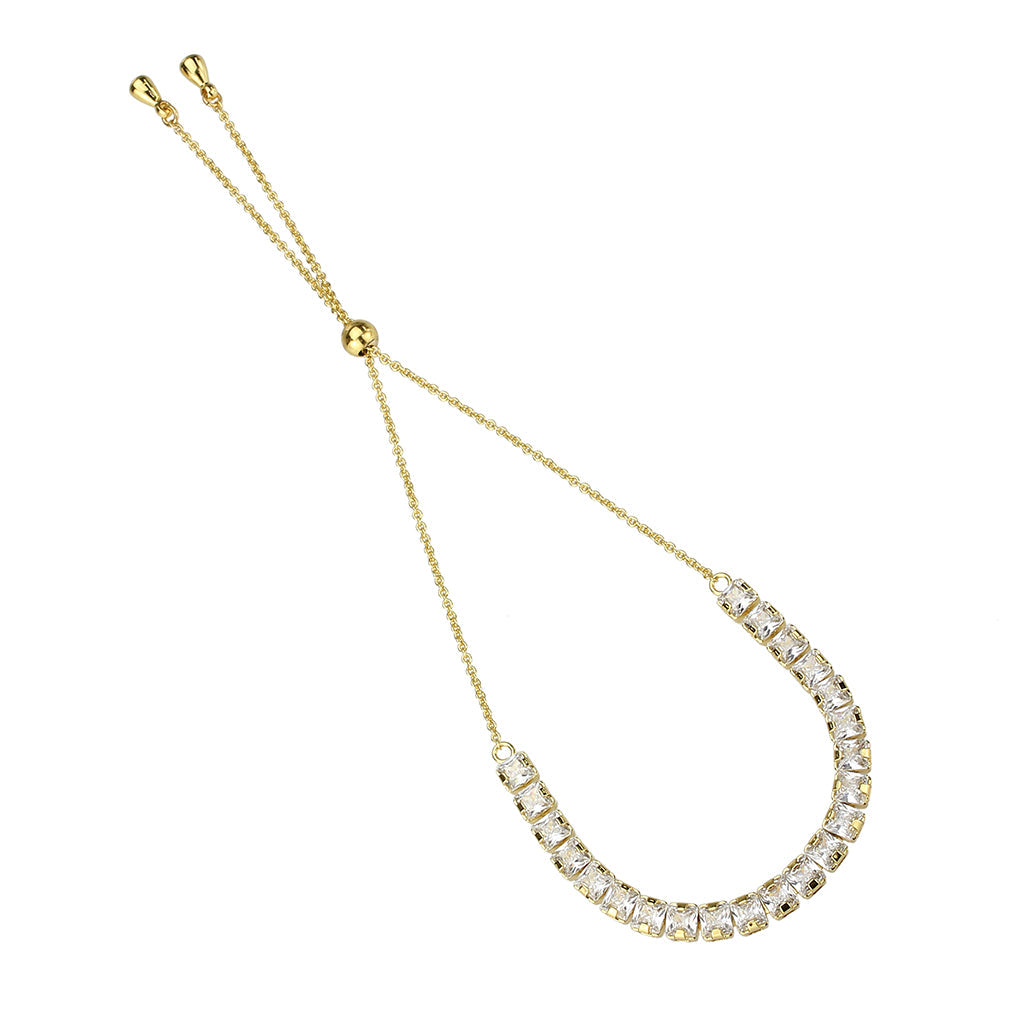 Gold Brass Bracelet with AAA Grade CZ in Clear