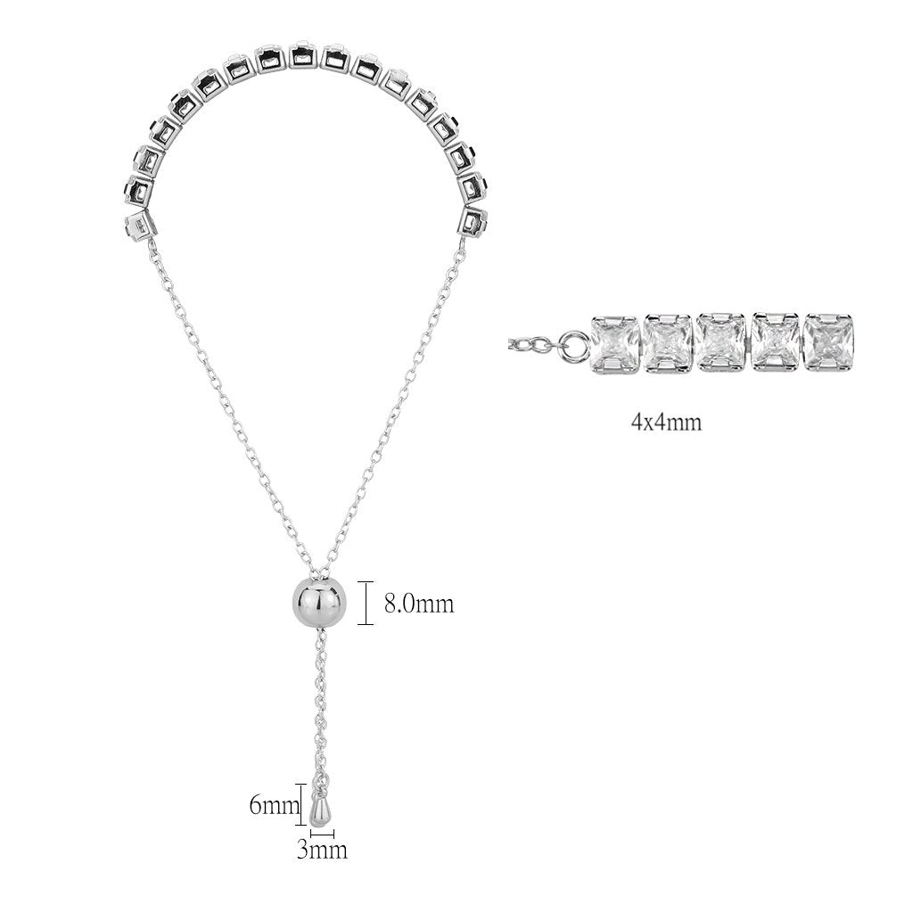 Rhodium Brass Bracelet with AAA Grade CZ in Clear
