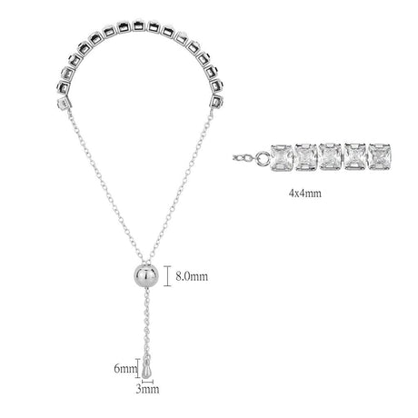 Rhodium Brass Bracelet with AAA Grade CZ in Clear