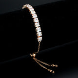 Rose Gold Brass Bracelet with AAA Grade CZ in Clear