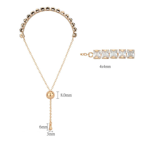Rose Gold Brass Bracelet with AAA Grade CZ in Clear