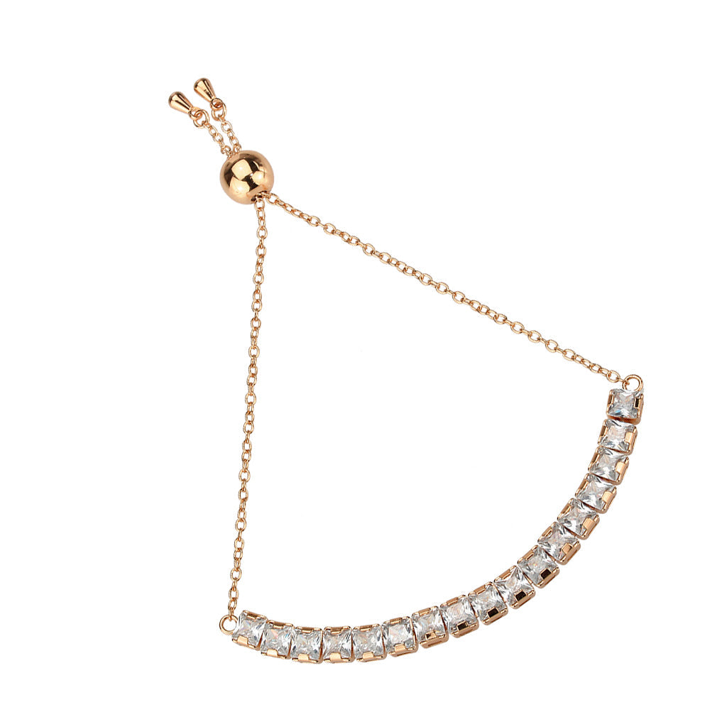 Rose Gold Brass Bracelet with AAA Grade CZ in Clear