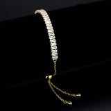 Gold Brass Bracelet with AAA Grade CZ in Clear