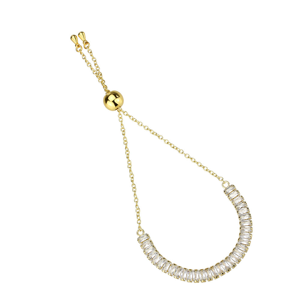 Gold Brass Bracelet with AAA Grade CZ in Clear