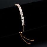 Rose Gold Brass Bracelet with AAA Grade CZ in Clear