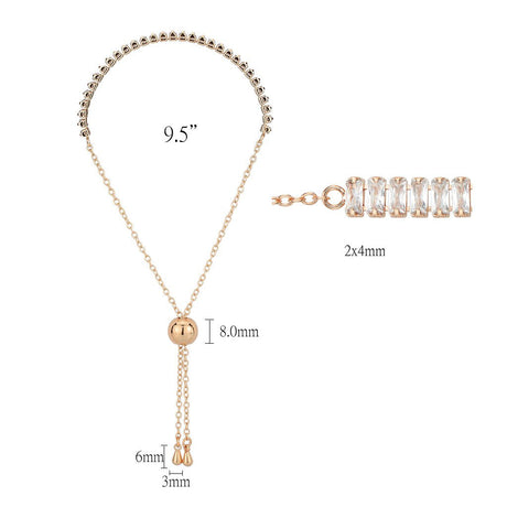 Rose Gold Brass Bracelet with AAA Grade CZ in Clear