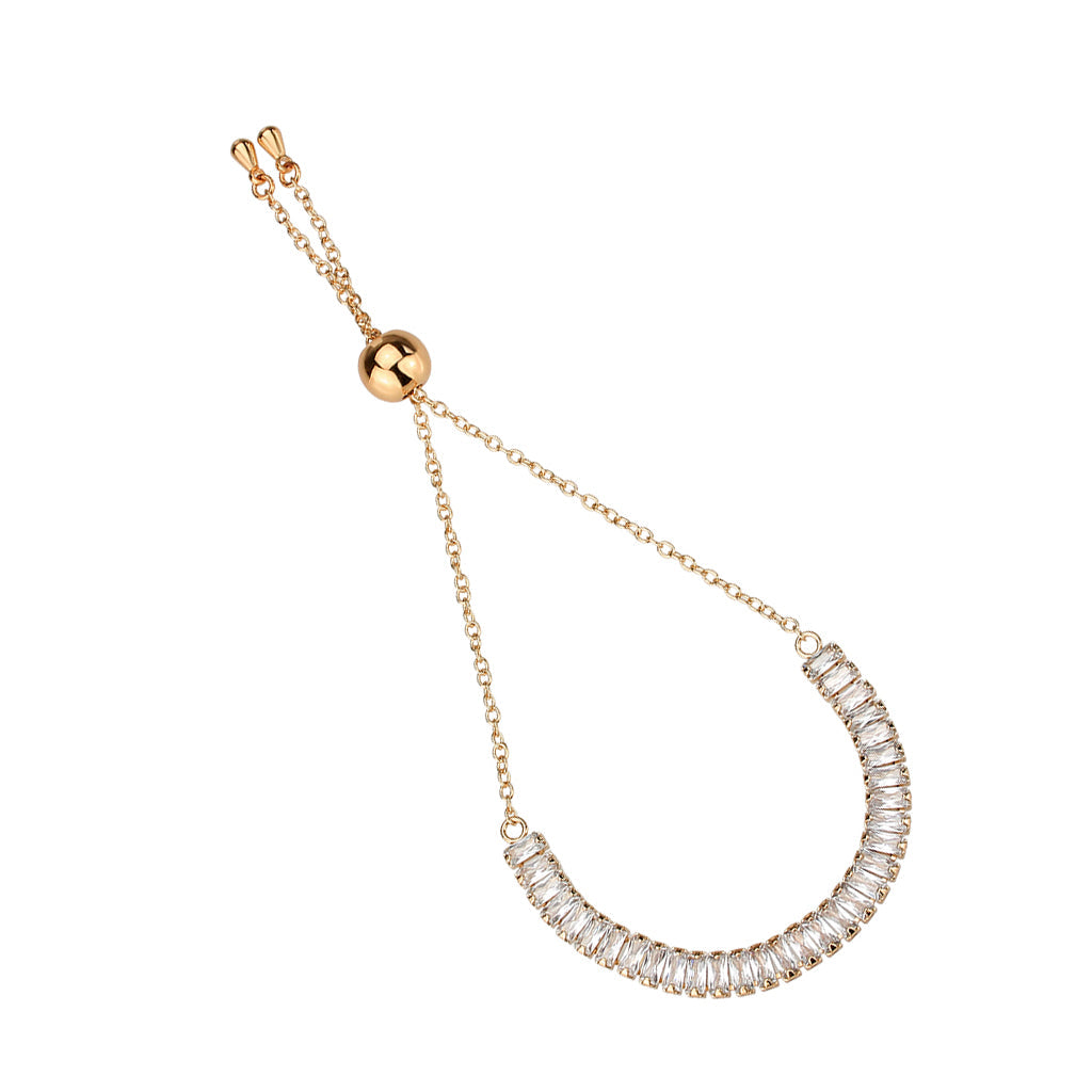Rose Gold Brass Bracelet with AAA Grade CZ in Clear