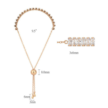 Rose Gold Brass Bracelet with AAA Grade CZ in Clear