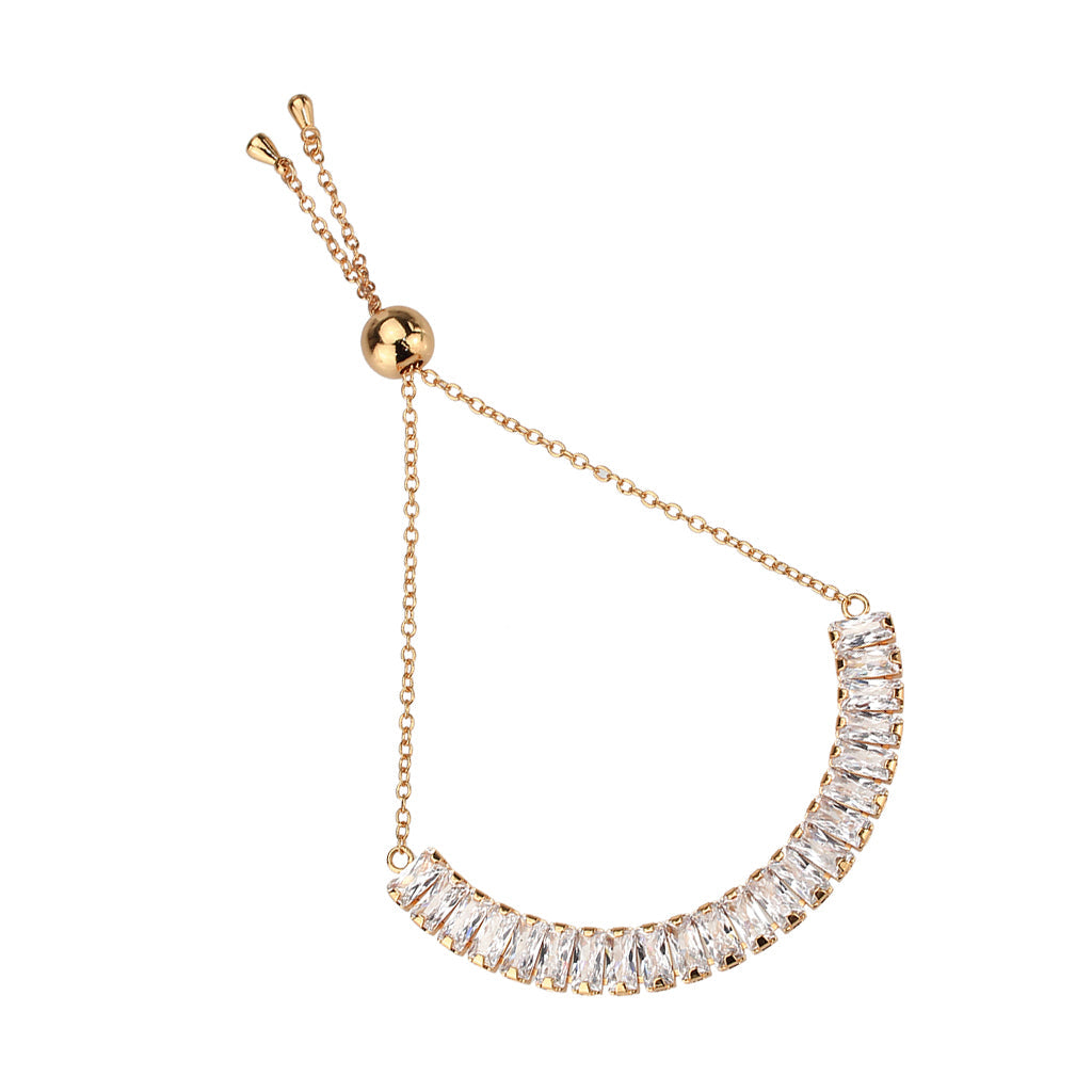 Rose Gold Brass Bracelet with AAA Grade CZ in Clear