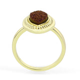 Flash Gold+E-coating Brass Ring with Druzy in Amethyst