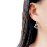 Flash Gold+E-coating Brass Earring with Druzy in Capri Blue