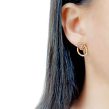 Flash Gold+E-coating Brass Earring with Druzy in Rose Gold