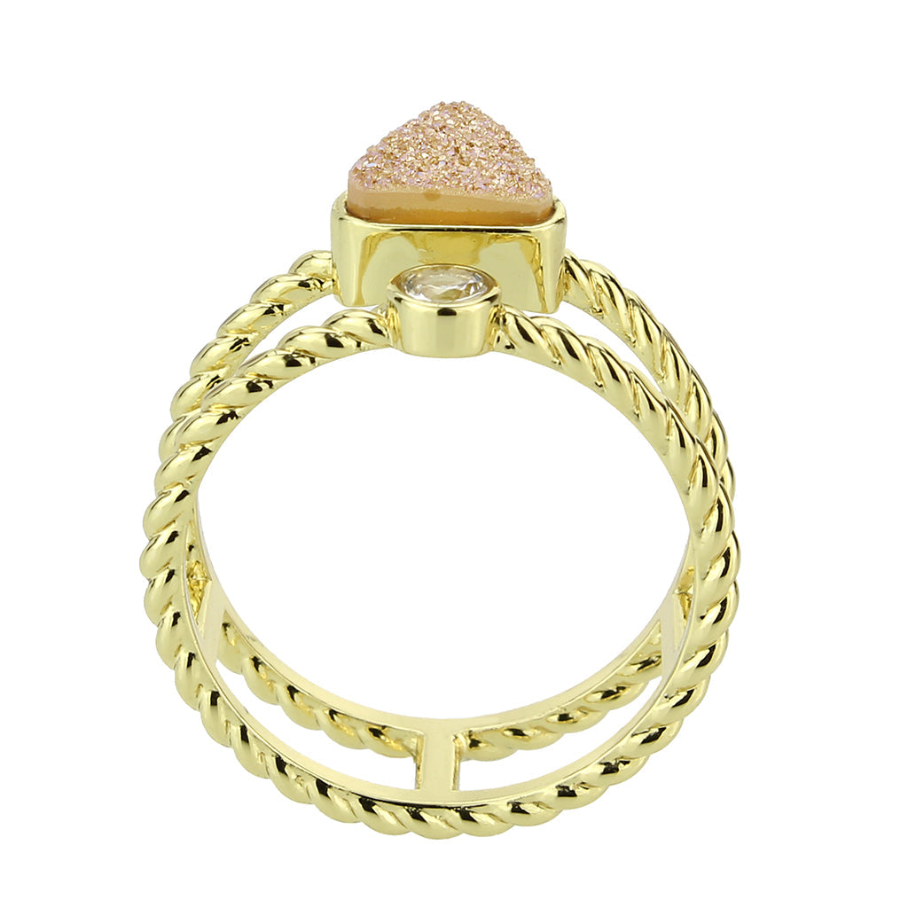 Flash Gold+E-coating Brass Ring with Druzy in Rose Gold
