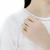 Flash Gold+E-coating Brass Ring with Druzy in Rose Gold