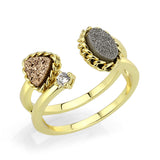 Flash Gold+E-coating Brass Ring with Druzy in Multi Color