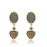 Flash Gold+E-coating Brass Earring with Druzy in MultiColor